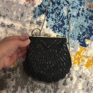 Elegant Black Beaded Evening Bag